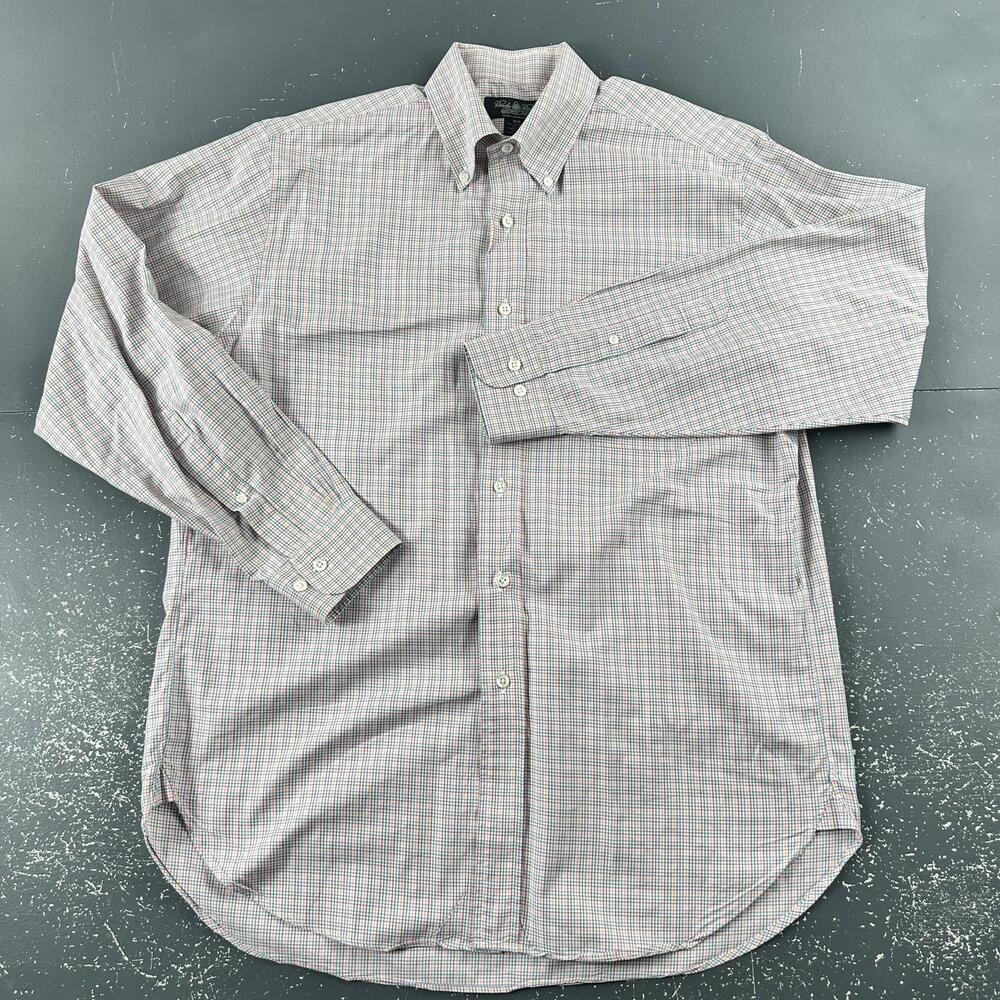 VTG Brooks Brothers Shirt Men Med Micro Check Egyptian Cotton Country Club EUC - Picture 3 of 8